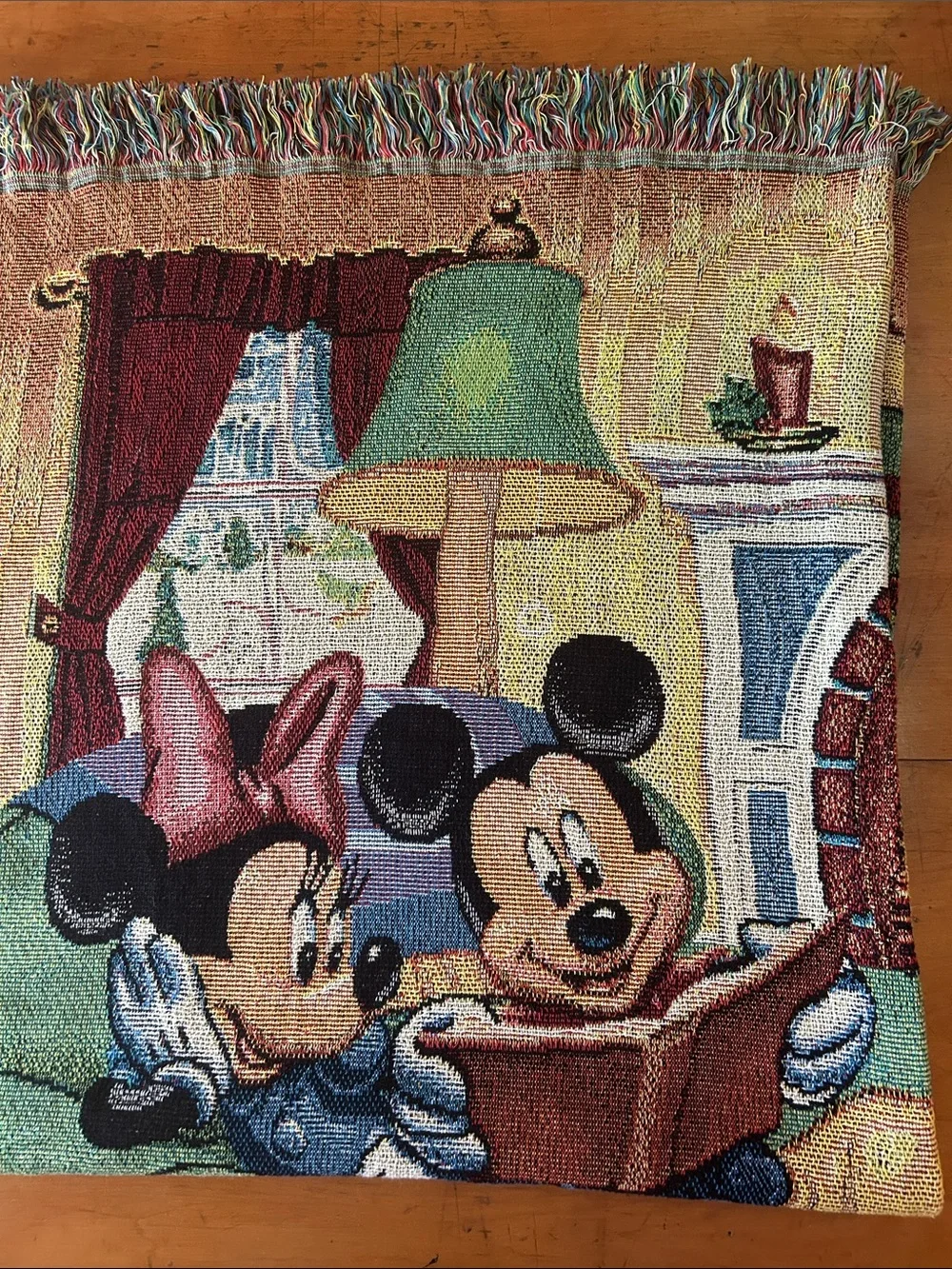 Disney World Tapestry Woven Throw Blanket Mickey Minnie Goofy Donald Pluto‎